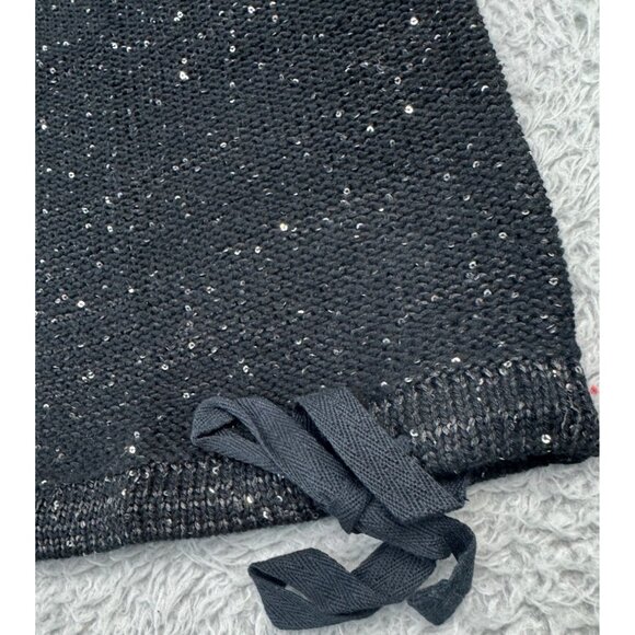 DKNY Jeans Womens XL Sequin V-Neck Sweater Black Light Soft Comfortable - Picture 7 of 14